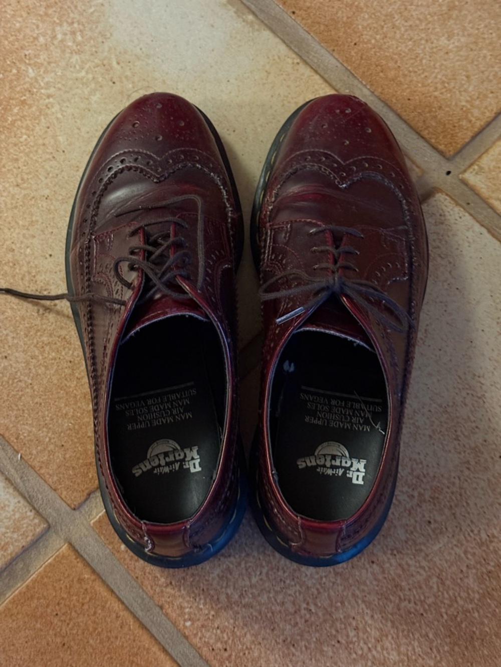 dr. martens burgundy wingtip oxfords - Picture 2 of 5